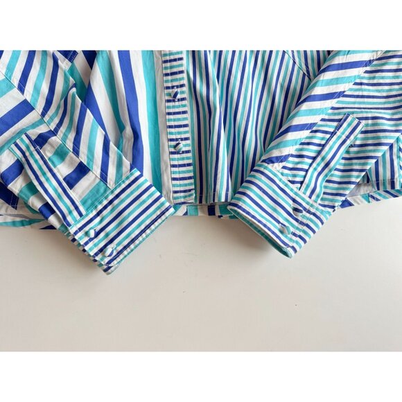 SOLID & STRIPED Emerson Blue Striped Poplin Cropped Button Down Shirt, Size S - Picture 7 of 13